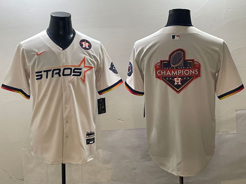 Men Houston Astros Blank Cream Three generations Joint Name 2025 Nike MLB Jersey style 19